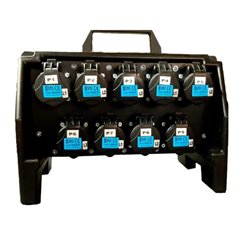 QUADRO CORRENTE POWERBOX TARTARUGA SPINA 32A PENTAPOLARE TRIFASE 9 PRESE CEE 16A MONOFASE 3 SPIE VOLTOMETRO AMPEROMETRO