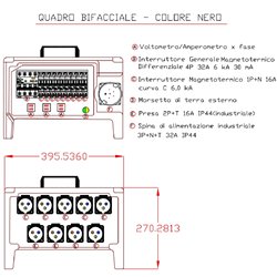 QUADRO CORRENTE POWERBOX TARTARUGA SPINA 32A PENTAPOLARE TRIFASE 9 PRESE CEE 16A MONOFASE 3 SPIE VOLTOMETRO AMPEROMETRO