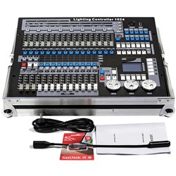 SHEHDS DMX-1024 CONSOLE CENTRALINA LUCI DMX 2 UNIVERSI 1024 CANALI CON FLIGHT CASE