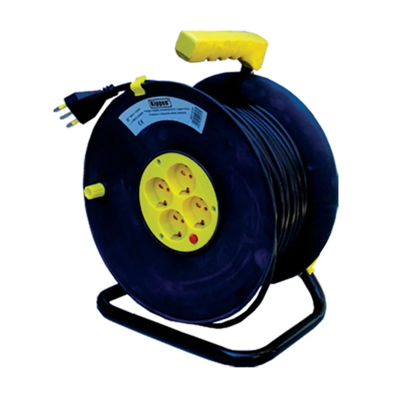 KIPPEN 4033 PROLUNGA 25 METRI 3X1,5MM SU AVVOLGICAVO CON 4 PRESE UNEL