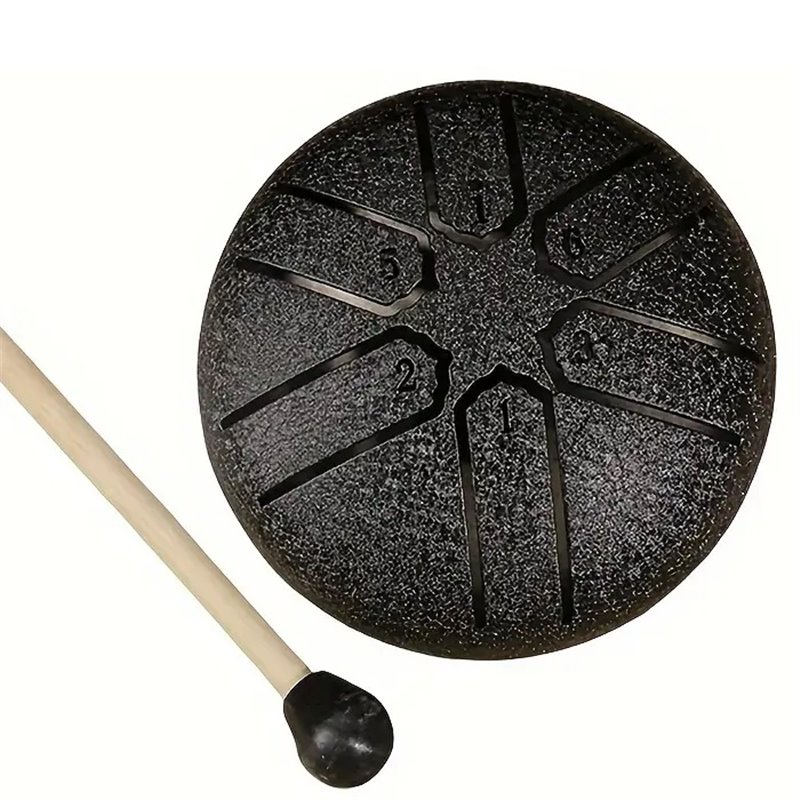 STEEL TONGUE DRUM MINI 3" TAMBURO ARMONICO 7,5CM TANK DRUM 6 TONI COLORE NERO