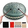 TAMBURO ARMONICO 11 TONI STEEL TONGUE DRUM 6" TANK DRUM 15,7CM COLORE VERDE ELETTRICO