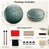 TAMBURO ARMONICO 11 TONI STEEL TONGUE DRUM 6" TANK DRUM 15,7CM COLORE VERDE ELETTRICO