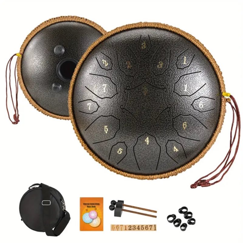TAMBURO ARMONICO 15 TONI STEEL TONGUE DRUM 12″ TANK DRUM 30,5CM COLORE BRONZO