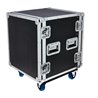 FLYHT PRO RACK 12U 19'' 45CM FLIGHT CASE 4 MANIGLIE 8 CHIUSURE RUOTE 100MM 2+2 CON FRENO