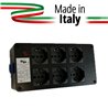 ELGA PCN-6UPPC POWERBOX PASSANTE NEUTRIK POWERCON IN BLU CON 6 PRESE UNEL 10A-16A-SHUKO RILANCIO OUT GRIGIO E SPIA DI RETE