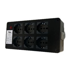 ELGA PCN-6UPPC POWERBOX PASSANTE NEUTRIK POWERCON IN BLU CON 6 PRESE UNEL 10A-16A-SHUKO RILANCIO OUT GRIGIO E SPIA DI RETE