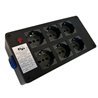 ELGA PCN-6UPPC POWERBOX PASSANTE NEUTRIK POWERCON IN BLU CON 6 PRESE UNEL 10A-16A-SHUKO RILANCIO OUT GRIGIO E SPIA DI RETE