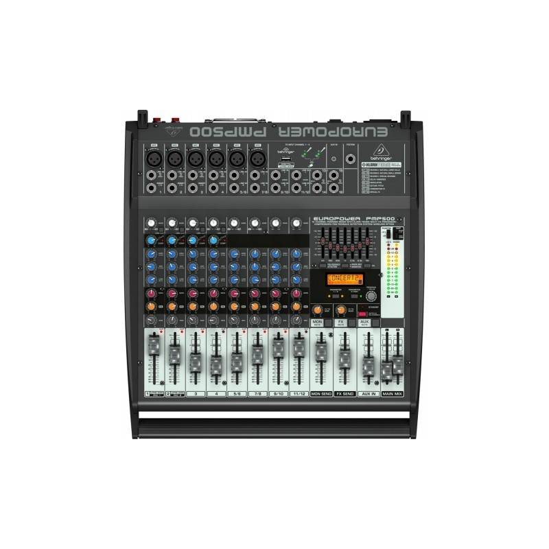BEHRINGER PMP500 EUROPOWER MIXER AMPLIFICATO 12 CANALI EFFETTI FBQ 500 WATT 4 MIC XLR IN + 4 STEREO