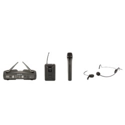 PROEL WM600DKIT PLL UHF RADIOMICROFONO BODYPACK WIRELESS ARCHETTO +LAVALIER + GELATO A MANO 4 CANALI