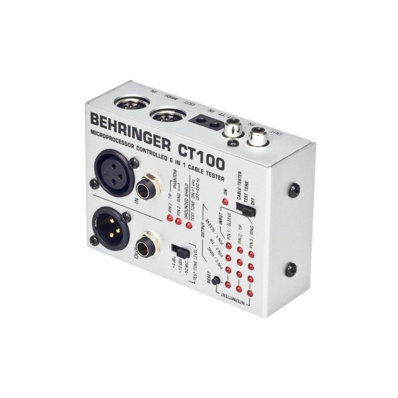 BEHRINGER CT100 CABLE TESTER PER CAVI TESTACAVI AUDIO + TEST TONE DOPPIA FREQUENZA