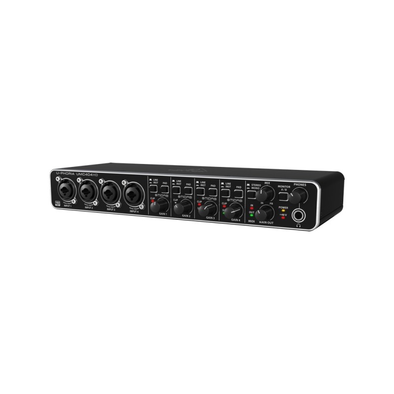 BEHRINGER UMC404-HD U-PHORIA INTERFACCIA AUDIO 4X4 MIDI USB 192 KHZ PREAMPLIFICATORI MIDAS SCHEDA PHANTOM +48V