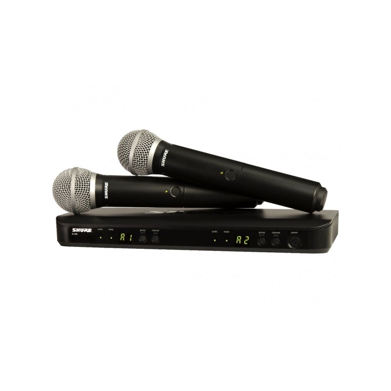 SHURE BLX288E/SM58 SISTEMA RADIO PALMARE WIRELESS 2 CANALI CARDIOIDE DOPPIO RADIOMICROFONO GELATO SM-58