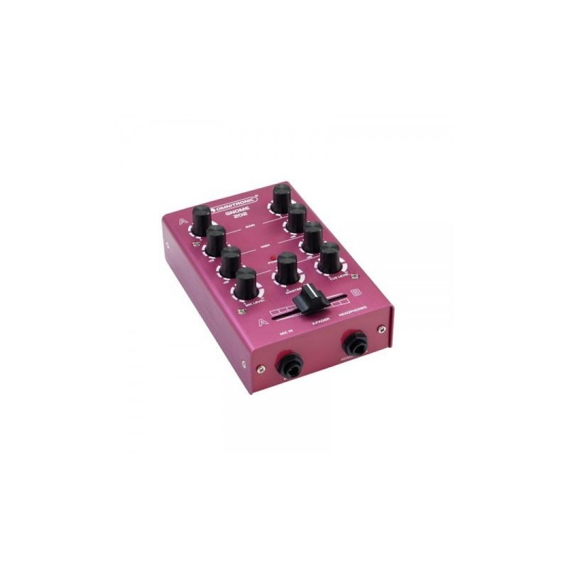 OMNITRONIC GNOME 202 RED MINI MIXER DJ 2 CANALI STEREO MICROFONO CUFFIA