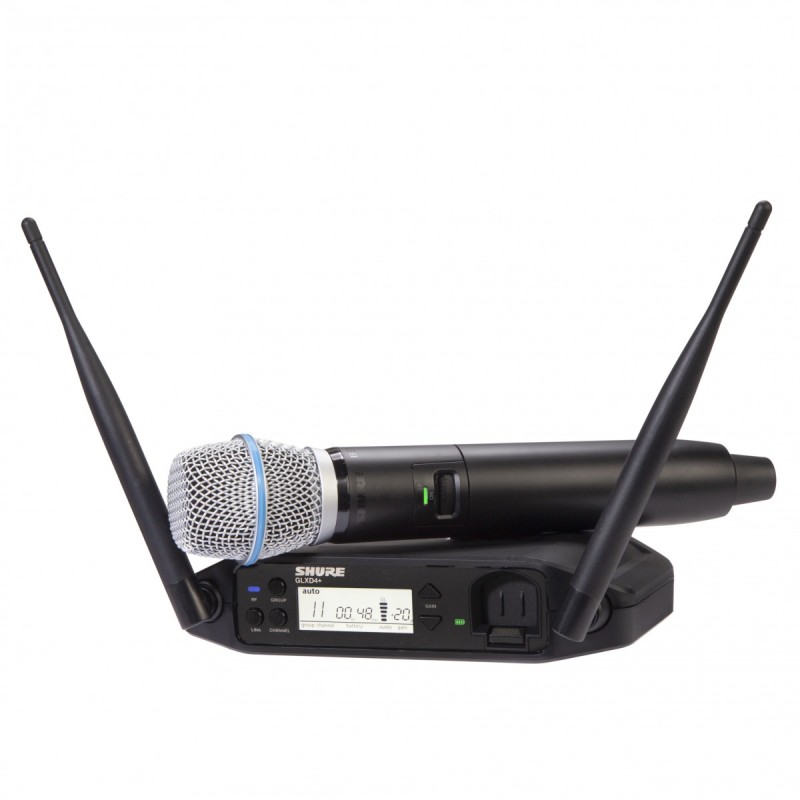 SHURE GLXD24+/BETA87A TRASMETTITORE PORTATILE DIGITALE WIRELESS A DOPPIA BANDA CON MICROFONO VOCALE SM58 SERIE GLXD