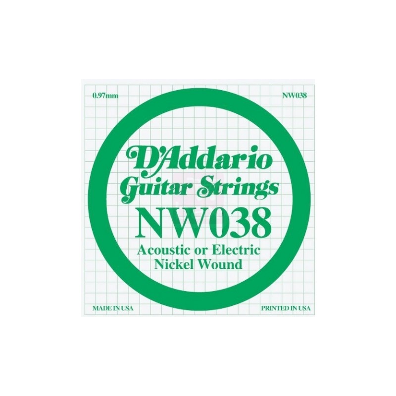 D'ADDARIO NW038  CORDA SINGOLA PER CHITARRA ACUSTICA/ELETTRICA