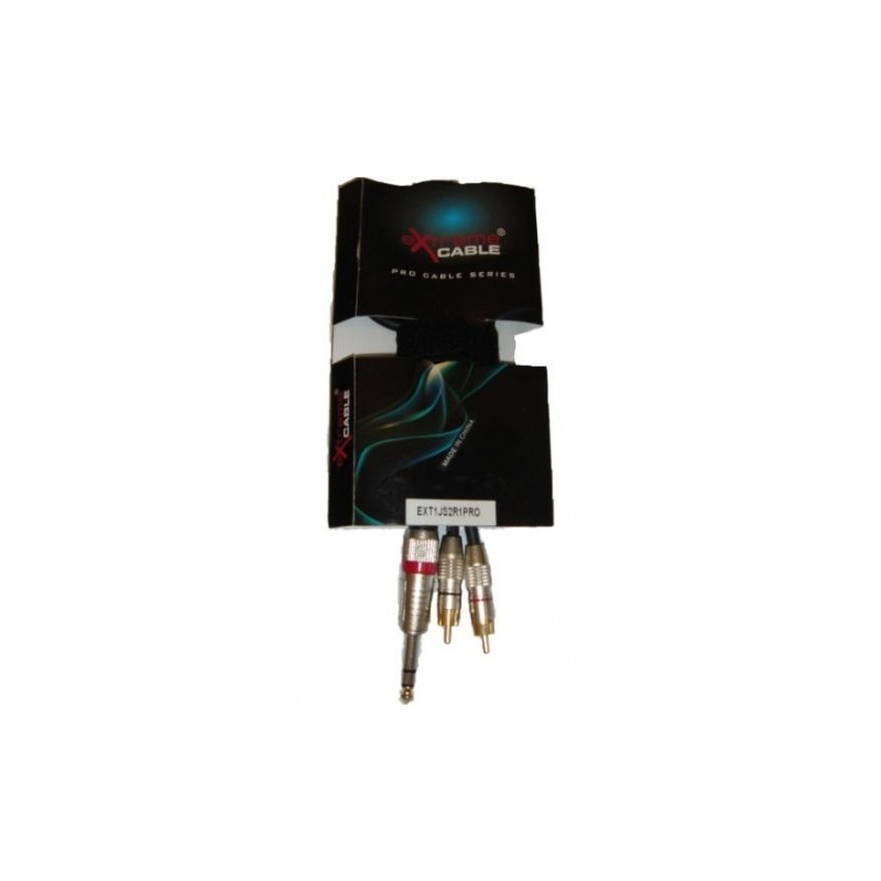 EXTREME 1JS2R1PRO 1 JACK S MASCHIO 1/4" 6,3MM- 2 RCA MASCHIO CAVO AUDIO DI SEGNALE SCHERMATO MT 1
