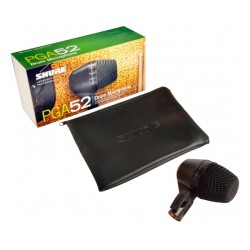 SHURE PGA52XLR MICROFONO DINAMICO CARDIOIDE CASSA GRANCASSA + CUSTODIA + ADATTATORE + CAVO XLR 4,6 M.