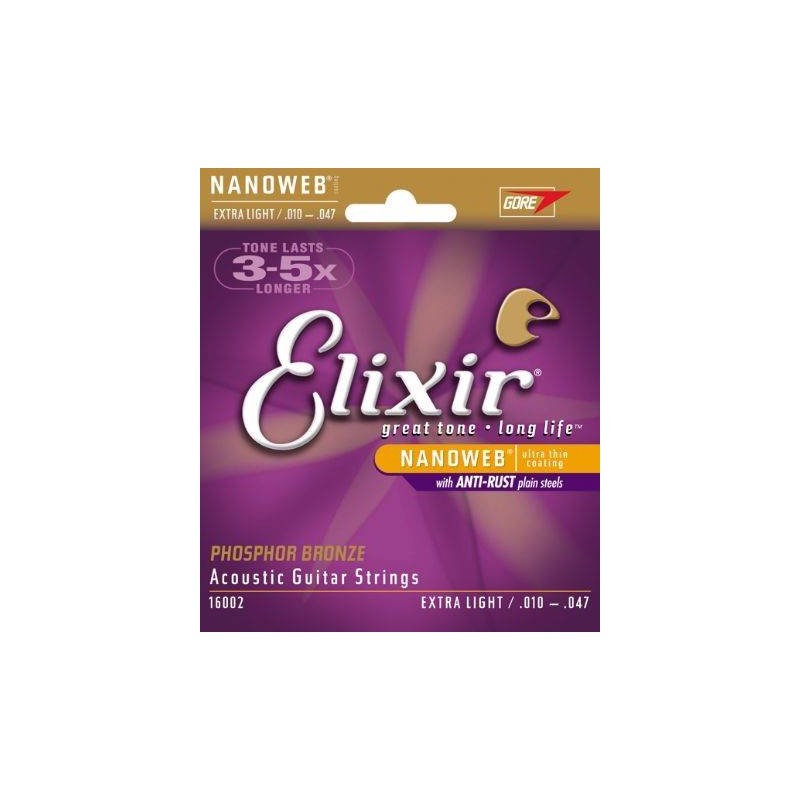 ELIXIR PHOSPHOR BRONZE EXTRA LIGHT 10-47 MUTA PER CHITARRA ACUSTICA