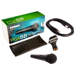 SHURE PGA58XLRE MICROFONO VOCE + CAVO XLR MASCHIO XLR FEMMINA 4,5MT.