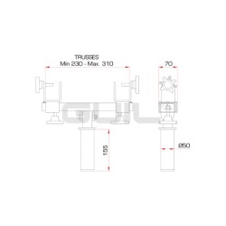 GUIL ADT04 ADATTATORE PER AMERICANA TRUSS TUBI DA 23 A 34CM BASE INNESTO 35CM IN ACCIAIO