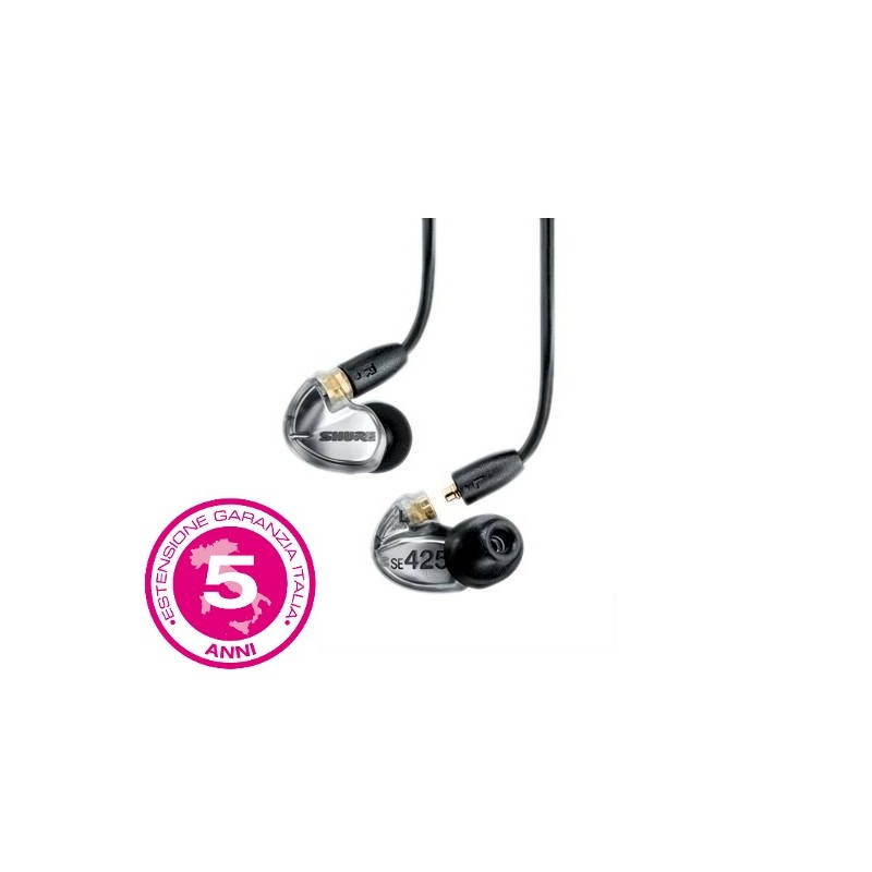 SHURE SE425-VE AURICOLARE ISOLAMENTO ACUSTICO PER IN EAR MONITOR GARANZIA ESTENDIBILE A 5 ANNI