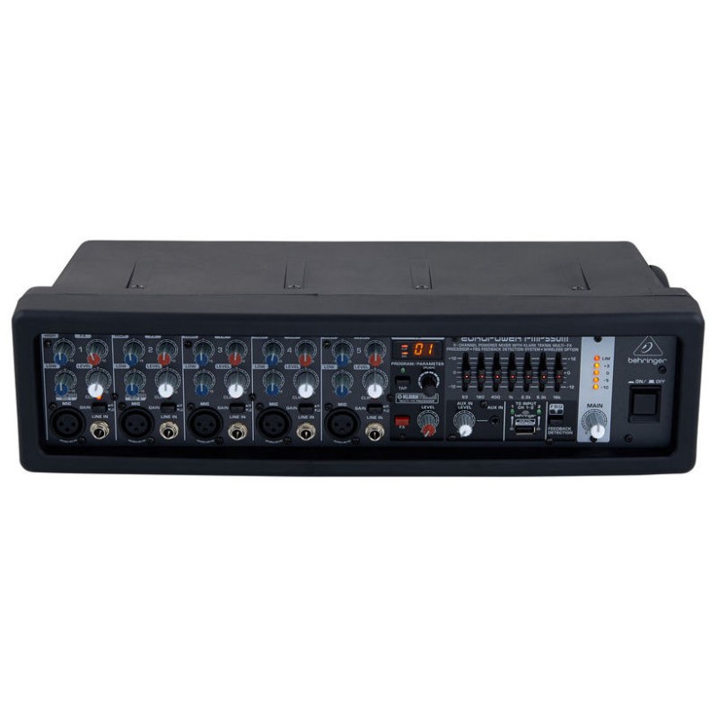 BEHRINGER PMP550M MIXER AMPLIFICATO 5 CANALI MIC LINE CON EFFETTI KLARK TEKNIK 500 WATT 7 BANDE