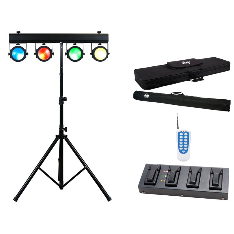 AMERICAN DJ DOTZ TPAR SYSTEM ADJ BARRA T 4 PROIETTORI WASH STROBO DMX TRI LED COB RGB + STATIVO + RADIOCOMANDO