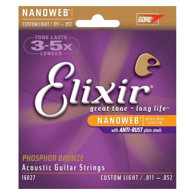 ELIXIR 16027 NANOWEB ANTI RUST PHOSPHOR BRONZE MUTA PER CHITARRA ACUSTICA 011 052