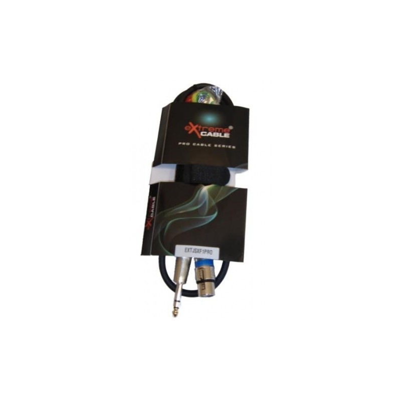 EXTREME JSXF1PRO CAVO JACK STEREO MASCHIO 1/4" 6,3mm-XLRF FEMMINA 1 MT. CONNETTORI SMONTABILI + SET ANELLINI COLORATI IDENTIFICA