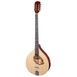 BOUZOUKI IRLANDESE MADE IN EUROPE 66CM TOP TAVOLA ABETE MASSELLO FONDO FASCE MANICO ACERO ROSETTA FLOWER