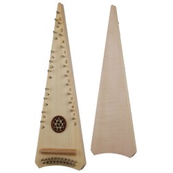 SALTERIO SOPRANO ( PSALTERY ) TOP ABETE FONDO FASCE ACERO 21 CORDE CON BORSA ARCHETTO PECE E CHIAVE ACCORDATURA DO 5 - SOL 6