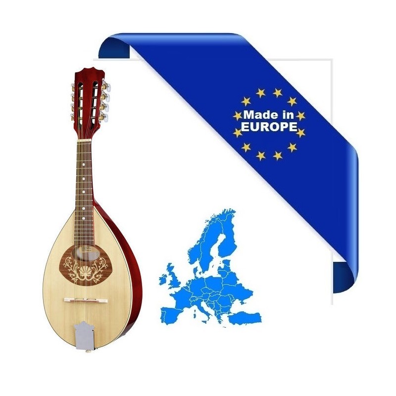 MANDOLINO PORTOGHESE 2 MADE IN EUROPE IN MASSELLO TOP ABETE E ACERO FONDO FASCE MANICO SCALA 332mm