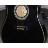 HORA CHITARRA ACUSTICA 4/4 NERA MADE IN EUROPE TOP ABETE MASSELLO MANICO ACERO TASTIERA PALISSANDRO FONDO FASCE LIME