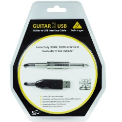 BEHRINGER GUITAR 2 USB INTERFACCIA AUDIO USB - JACK 6.35MM 5 METRI 44.1/48 KHZ PER BASSO-CHITARRA GUITAR2USB PLUG & PLAY PC MAC 