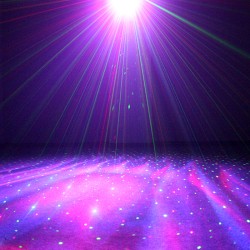 EXTREME WATER WAVE DOPPIO EFFETTO LUCE LED RGB 3x3w INDOOR + LASER RG STELLE GALASSIE + TELECOMANDO REMOTO