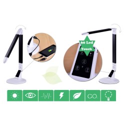 EXTREME TOUCH DESK LAMP X100-B BLACK LAMPADA RETE / USB REGOLABILE DA TAVOLO 60 LED CONTROLLO TEMPERATURA COLORE INTENSITA' TIME