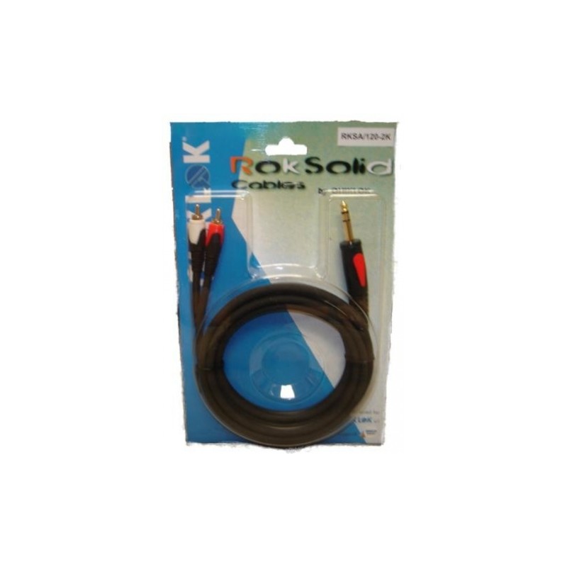 QUIKLOK RokSolid RKSA 120 2MT CAVO AUDIO DI SEGNALE 1 JACK STEREO - 2 RCA MASCHI