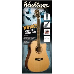 WASHBURN WD10-CE PACK BUNDLE CHITARRA ACUSTICA ELETTRIFICATA FISHMAN ISYS+ CON ACCORDATORE + CUSTODIA + DVD + PLETTRI