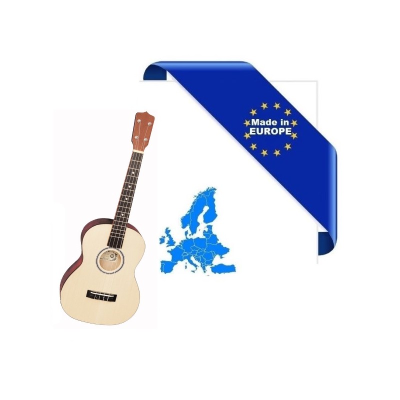 UKULELE STANDARD BARITONO MADE IN EUROPE TAVOLA ABETE ROSSO TOP IN MASSELLO TASTIERA IN PALISSANDRO