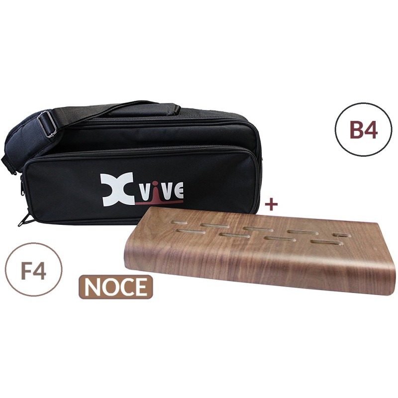 XVIVE F4+B4 FLOORBOARD PORTA PEDALI IN LEGNO DI NOCE PER PEDALINI SINGOLI FLOOR BOARD + BORSA ORIGINALE + ACCESSORI IN BUNDLE