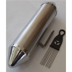 EXTREME G718 STRUMENTO A PERCUSSIONE GUIRO PROFESSIONALE IN METALLO + SPAZZOLA INCLUSA COLORE SILVER