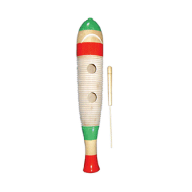 EXTREME G-02-B STRUMENTO A PERCUSSIONE GUIRO 38 CENTIMETRI IN LEGNO + BATTENTE INCLUSO COLORE NATURAL DIPINTO A MANO