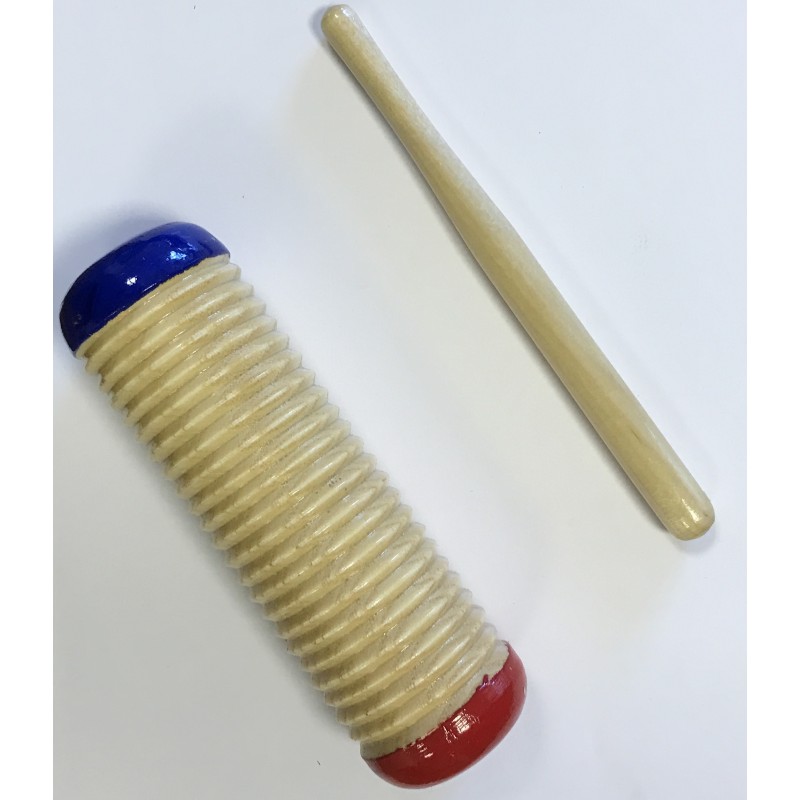 EXTREME G-01-COLOR STRUMENTO A PERCUSSIONE GUIRO SHAKER IN LEGNO COLORE NATURAL DUE COLORI ALLE ESTREMITA'