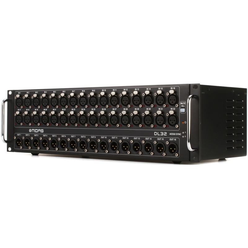 MIDAS DL32 STAGE BOX DIGITALE PER SERIE M32 CON 32 PREAMPLIFICATORI MICROFONICI 16 USCITE XLR OUT ULTRANET ADAT AESEBU MIDI