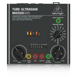 BEHRINGER MIC500-USB TUBE ULTRAGAIN PREAMPLIFICATORE MICROFONICO VALVOLARE LIMITER 16 PRESET INTERFACCIA AUDIO USB