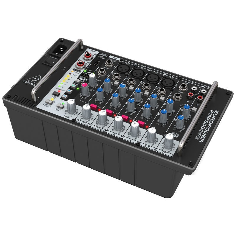 BEHRINGER PMP500MP3 EUROPORT MIXER AMPLIFICATO 8 CANALI EFFETTI FBQ 500 WATT 4 MIC XLR IN + 2 STEREO