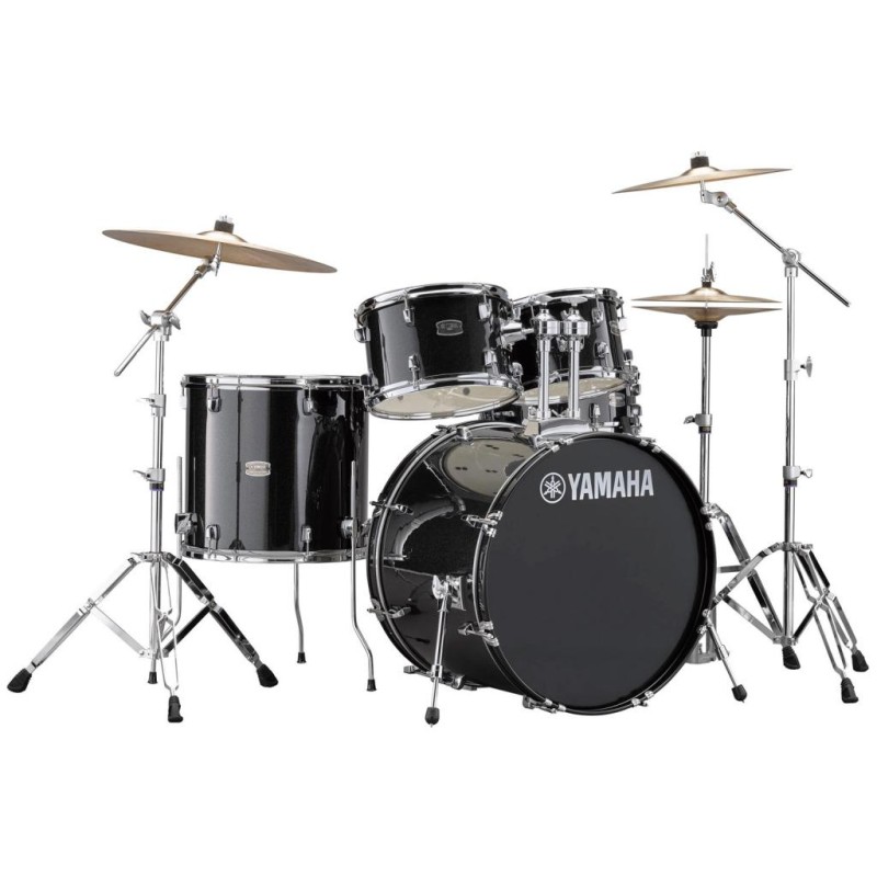 YAMAHA RYDEEN STANDARD BLACK GLITTER BATTERIA ACUSTICA CON HARDWARE + PIATTI PAISTE 101 COLORE NERO GLITTER