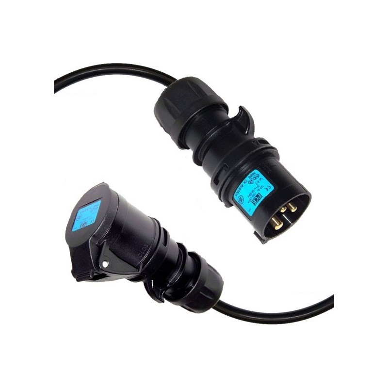 PROLUNGA CORRENTE 20 METRI CEE 16A+T IP44 3POLI CAVO NEOPRENE/H07RN-F 3x2.5 SPINA-PRESA MASCHIO-FEMMINA NERE