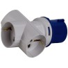 ADATTATORE CORRENTE IEC 309 IP20 DA SPINA CEE 16A 2P+T 3POLI A 3 PRESE FEMMINA SCHUKO 10/16A BIPASSO
